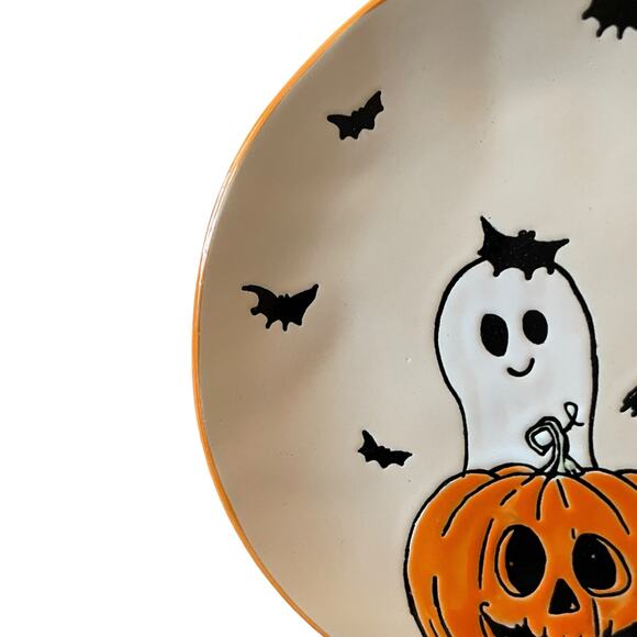ELI & ANA Halloween Salad Plates 8in Black Cat Bats Ghost Pumpkin Set of 2 New - Picture 6 of 11